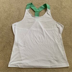 ALO Yoga White Tank Top with Green Straps